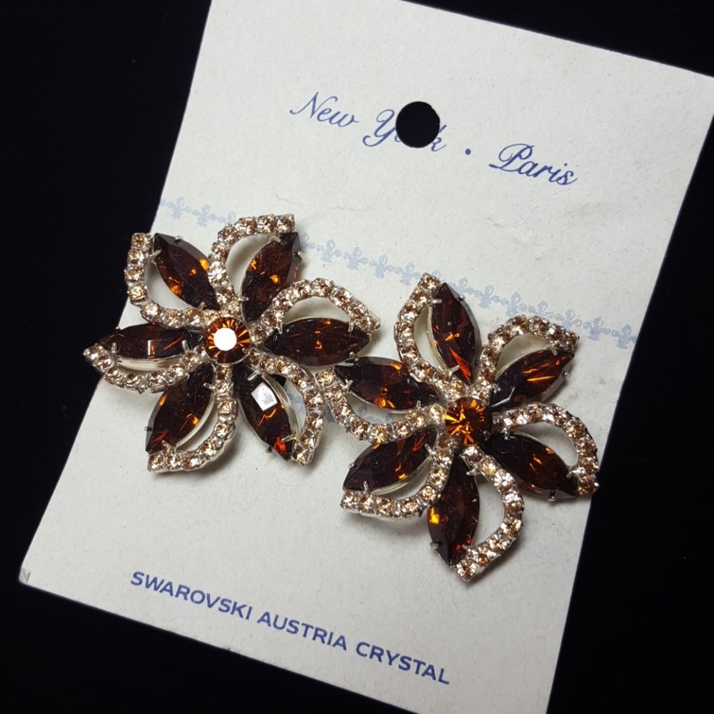 New york ~Paris Rhinestone Clip on Earrings